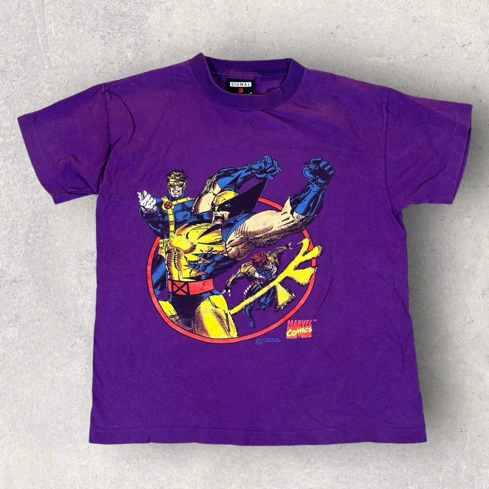 Vintage Marvel Comics X-Men T-Shirt 1993 Single Stitch Purple Wolverine Youth L